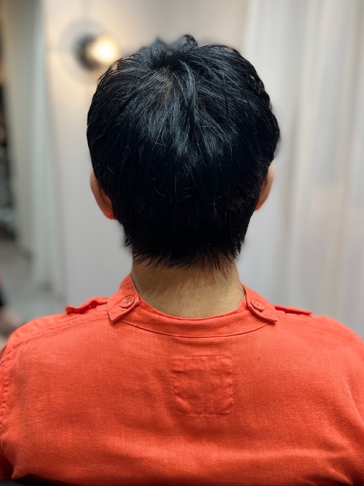 40代、くせ毛のボブからセシル系ベリーショートへ｜短い前髪ですっきり／後ろ斜め・アフター